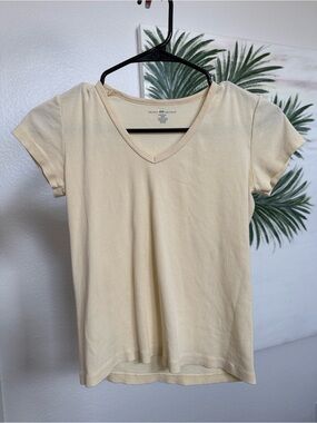Brandy Melville Women’s V-Neck Short Sleeve Tee - Butter Yellow